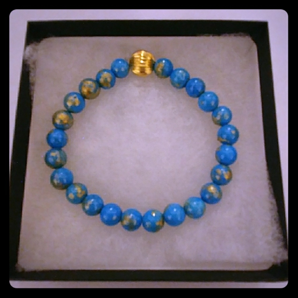 Sky & Gold Jade Stone Bracelet
